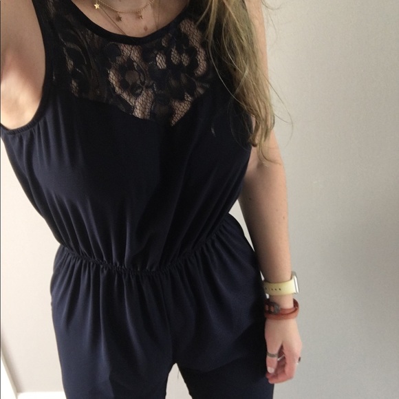 Navy and lace jumpsuit - Picture 1 of 3